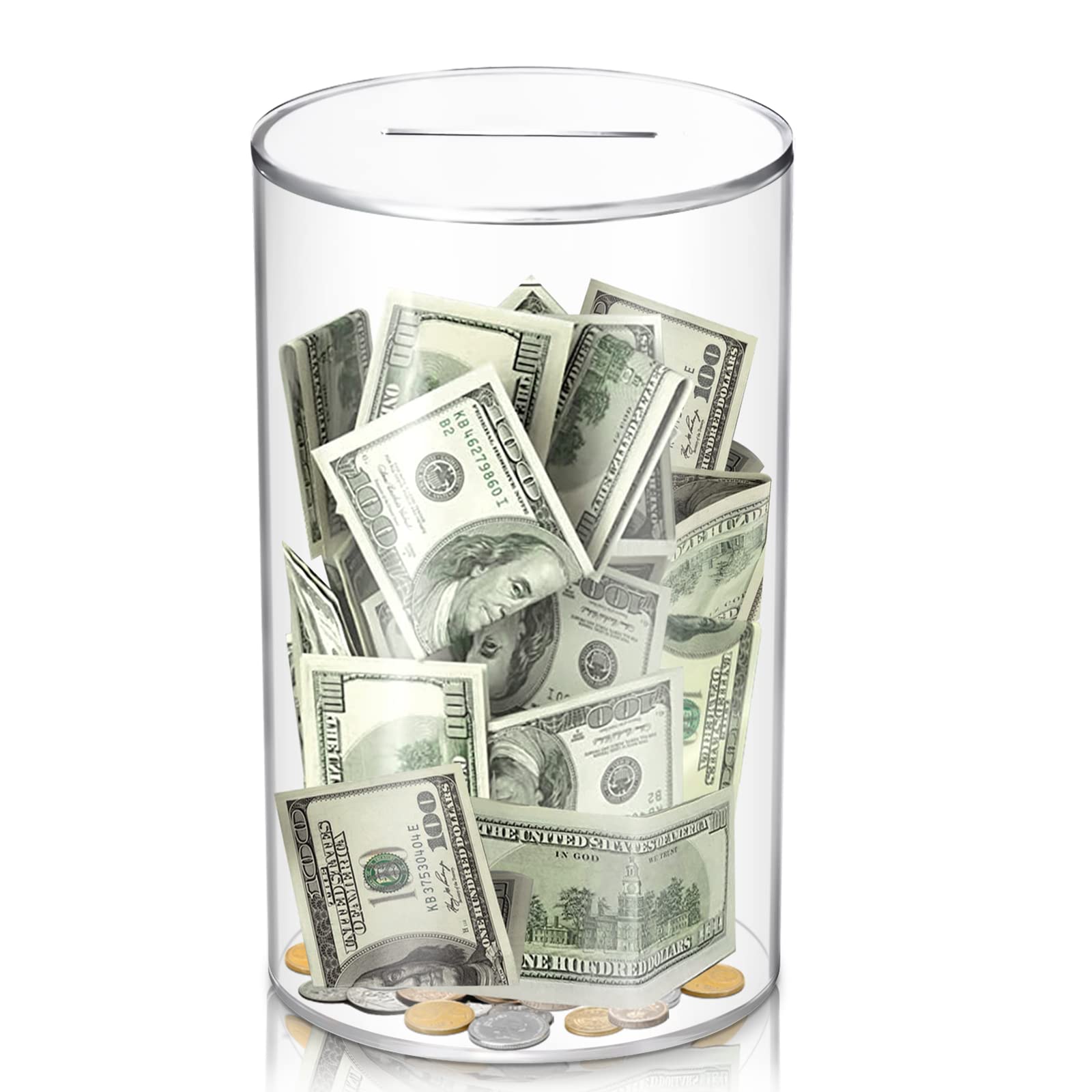 hizgo Adults Piggy Bank, Acrylic Clear Piggy Bank for Adults/Kids Must Break to Open, Unopenable Acrylic Savings jar, Size 10" H x 6" Diameter(Large)