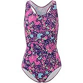 BELEROY Girls' Swimsuit One Piece Swimming Suits Flyback Swimwear for Practice(with Padding,14,Purple Hyperactive)