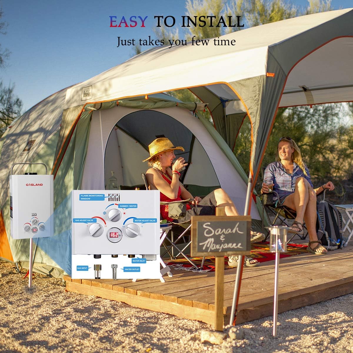 Tankless Water Heater, GASLAND Outdoors BE158 1.58GPM 6L Outdoor Portable Gas Water Heater, Propane Water Heater, Overheating Protection, Easy to Install, Use for RV Cabin Barn Camping Boat, White - - 