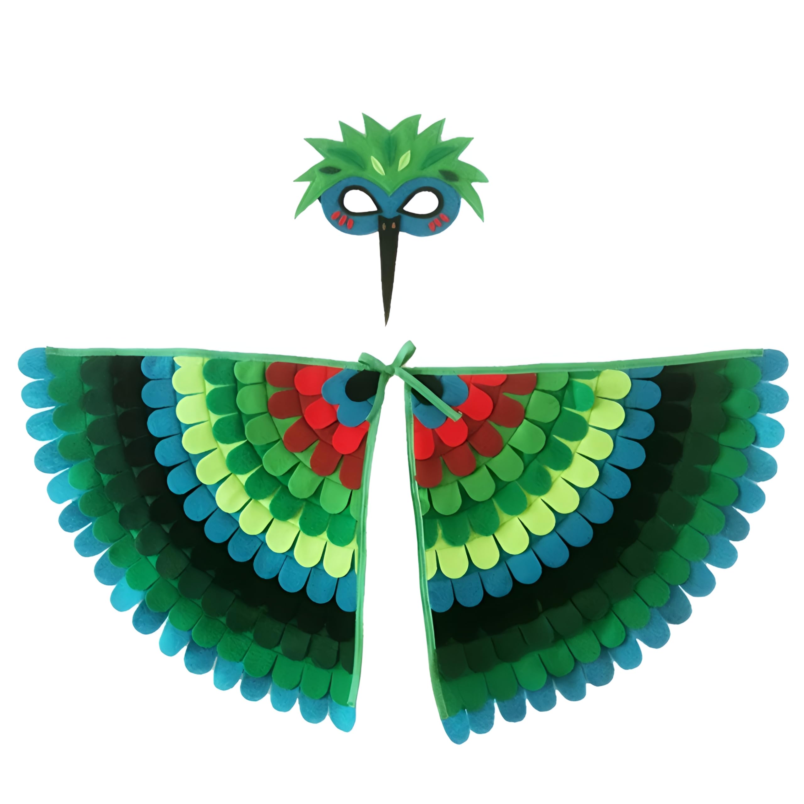 Proumhang Kids Bird Wings Costume For Age 3~8 Years,Bird Owl And Peacock Masque Owl Dress Up,Boys Girls Felt Eye Masque And Wings Set,Halloween Colorful Fancy Dress,Style 3