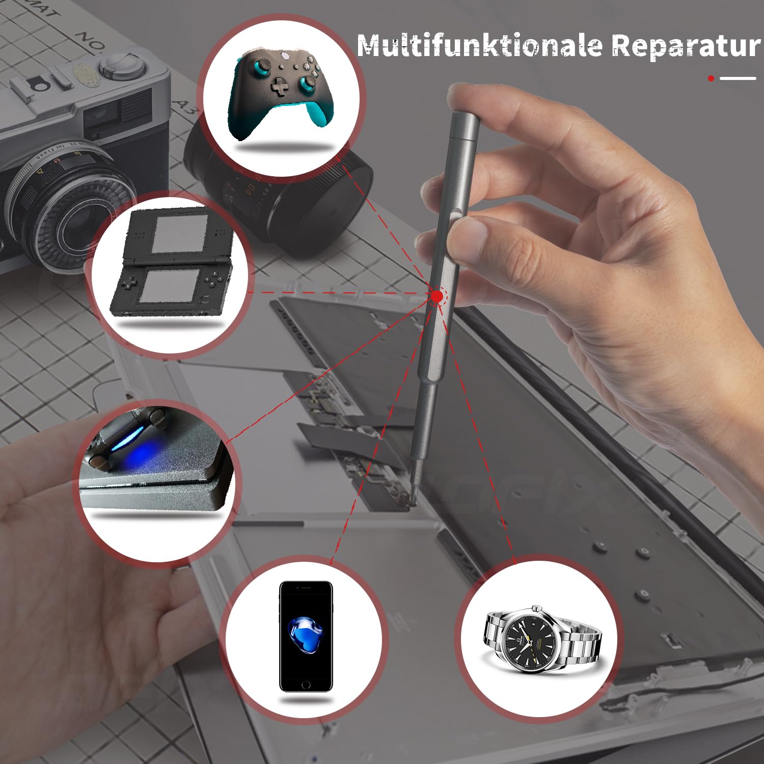 Präzisions Schraubendreher set klein,Brillen Reparatur Werkzeugset,Magnetische Schraubendreher Torx T5 T6 T8 Pentalobe Triwing Flachkopf Phillips für iPhone/Ps4/Xbox/Switch-Controller,Handy werkzeug 6