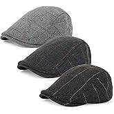 Geyanuo 3Pcs Cotton Newsboy Hat for Men Cool Adjustable Flat Cap