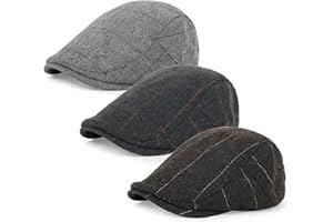 Geyanuo 3Pcs Newsboy Cap for Men Classic Adjustable Flat Cap Ivy Gatsby Driving Cabbie Hat