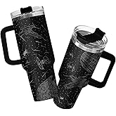 34HD Space Galaxy Tumbler 40oz with Handle and Straw, Sci-Fi Falcon Star Insulated Coffee Cup, Bookworm Gifts for Men & Women - Birthday Present to Him Her & Movie Lovers
