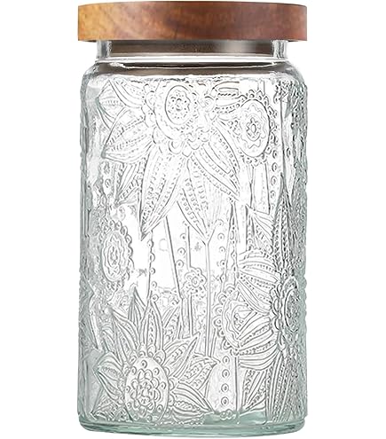 Amazon.com: Jar with wooden lid, capacity 0.50L, dimensions 96/95