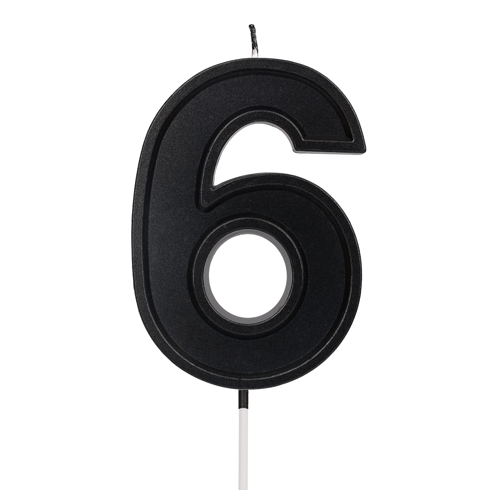 LUTER 3.94 Inches Oversized Birthday Candles Black Birthday Cake Candles Number Candles Cake Topper Decoration for Wedding Party Kids Adults, Number 6
