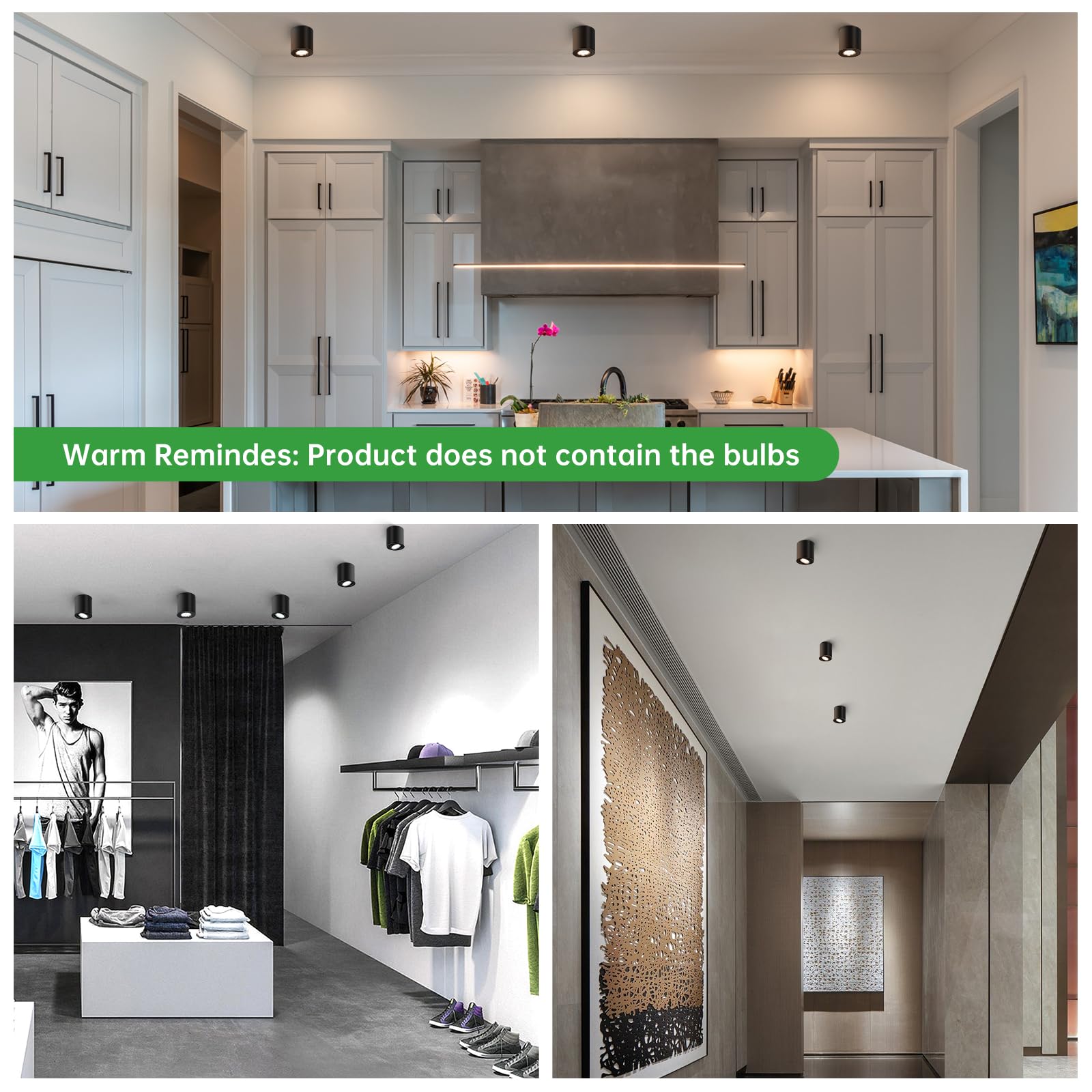 HOMEOW Aufbauspot Schwarz Deckenspot Aufputz 30° Schwenkbar Spots Led Aufbaustrahler für Gu10 ＆ LED Module，Aufbauleuchte Ohne GU10 - Lampe Deckenstrahler aus Aluminium Deckenleuchte für Bad, 4 Stück 2