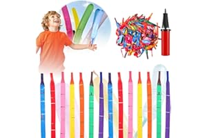 NAUTYDADDY Rocket Balloons 100-Pack with Pump, 40-Inch Whistling Flying Party Balloons, Assorted Colors, Outdoor Kids Toys for Birthdays & Events