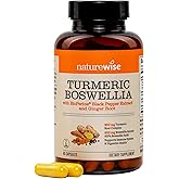 NatureWise Turmeric Boswellia Supplement with BioPerine & Organic Ginger Root - Organic Turmeric 900mg + Boswellia Extract 600mg - Non-GMO, Vegan, USA Manufactured - 60 Capsules[30-Day Supply]
