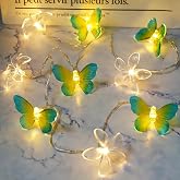 Curyidy Cherry Blossom Flower&amp;Butterfly String Lights for Bedroom, 10LED Fairy Lights with Timer Function Waterproof Battery Operated for Home,Wedding, Christmas Decorations (Warm White)