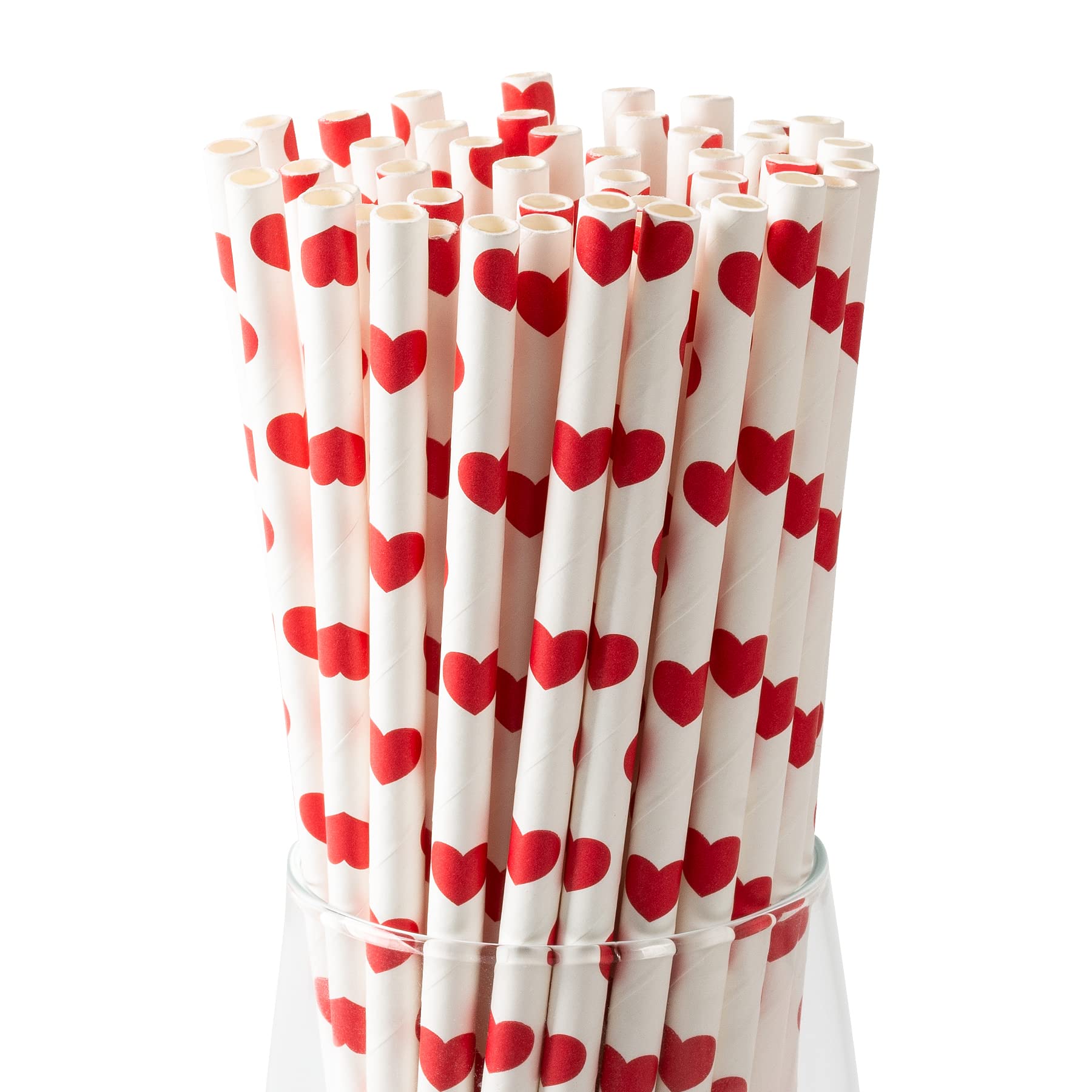 Photo 1 of [100 Pack] Valentine Paper Straws, ?0.24''*8.27'' Red Heart Paper Straws for Valentines, Wedding, Party, Eco Friendly Drinking Straws (Red Heart, 0.24''*8.27'')