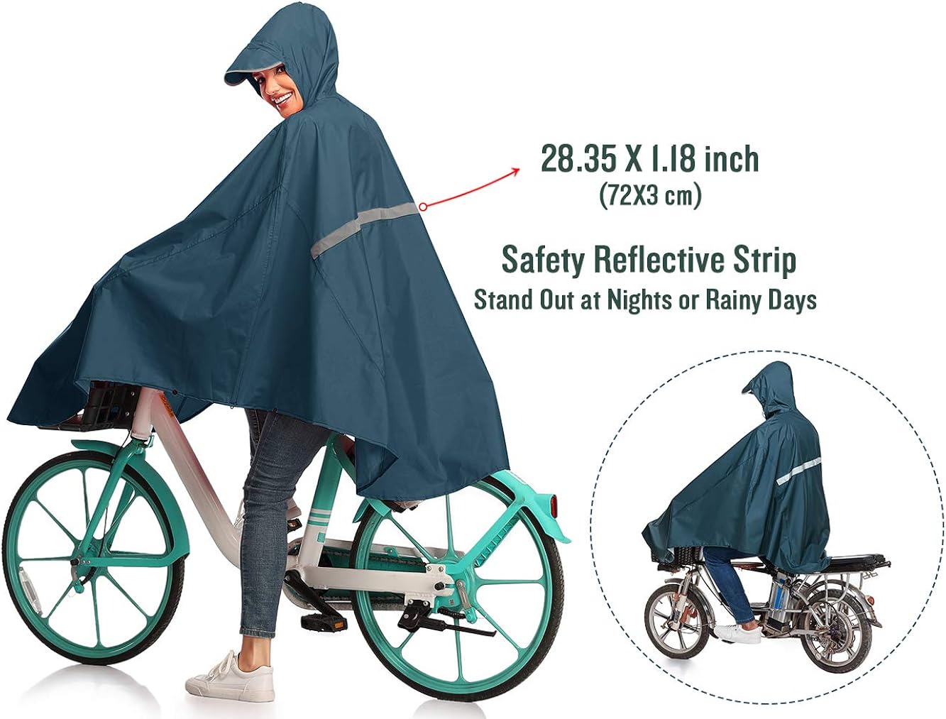 Waterproof Cycling Hiking Rain Poncho Coat for Women Men (Deep Blue): Clothing