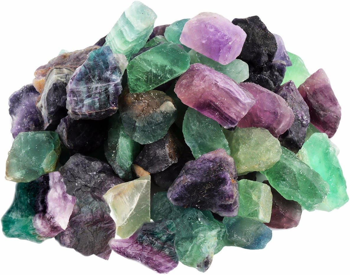 Indoor Fountains & Accessories - Rockcloud 1 lb Natural Crystals Raw Rough Stones for Cabbing,Tumbling,Cutting,Lapidary,Polishing,Reiki Crytsal Healing,Fluorite