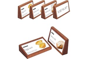 AetJxixee 6 Pack Small Wood Price Tag Label Holder Tabletop Stand or Recline Small Sign Holder for Retail Store Boutique Name