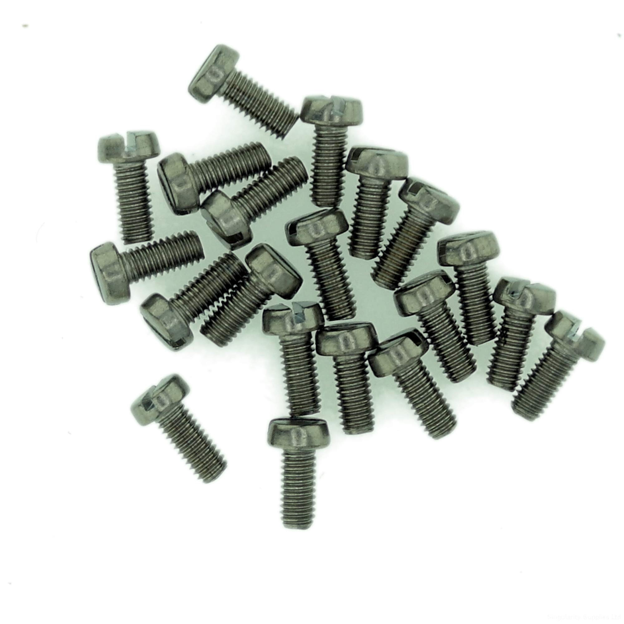 M2.5 (2.5mm x 12mm) Slot Cheese Machine Screw (Bolt) - Stainless Steel (A2) (Pack of 20)