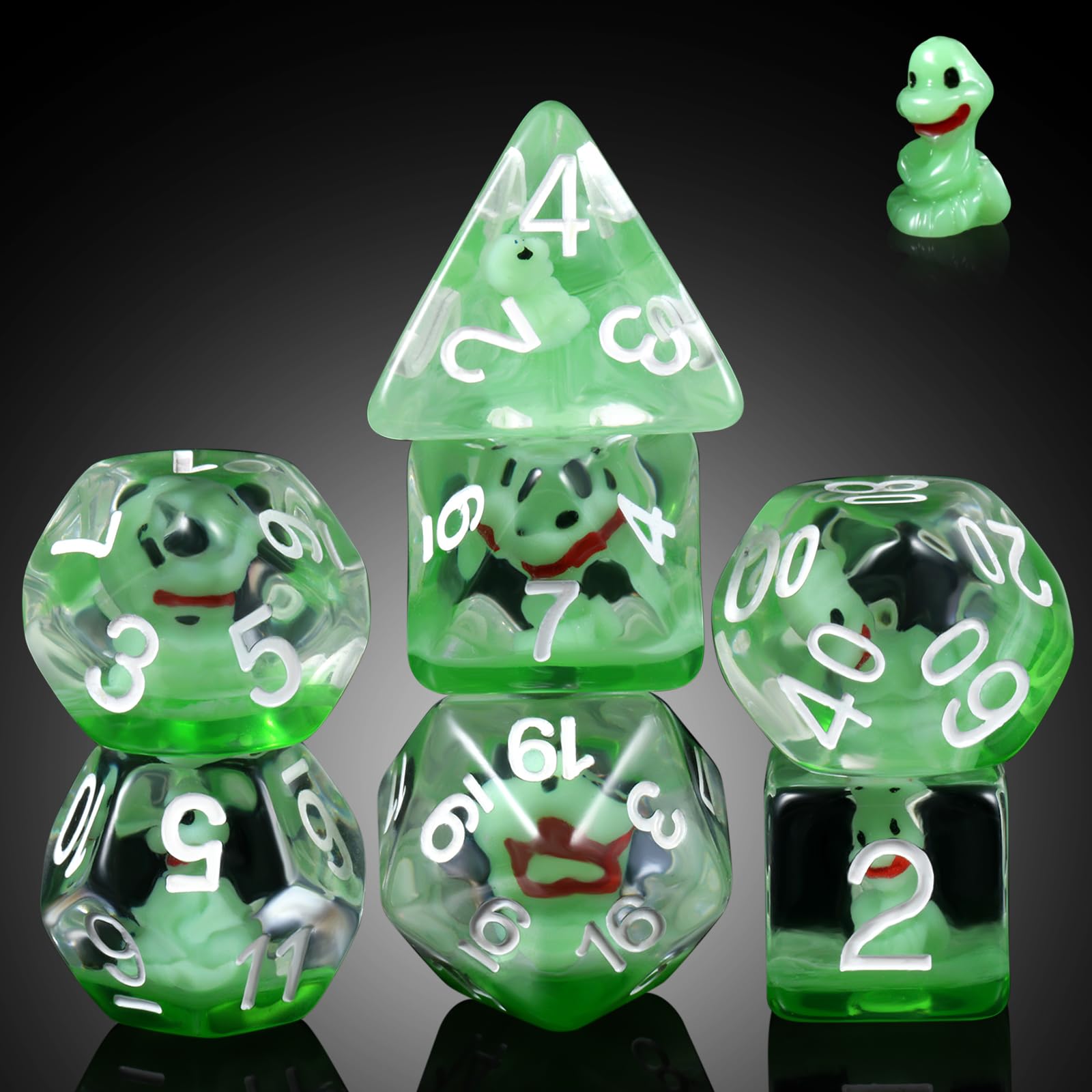 Snake DND Dice, DNDND 7PCS Resin D&D Die with Velvet Pouch for Dungeons and Dragons Role Playing Games and Tabletop Games(Snake) — image 1
