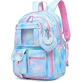 Sweet Girls Backpack School Bag for Students Kids Book Bag with Multiple Pockets Children's Backpack Trendy Laptop Backpack（17inch Blue）