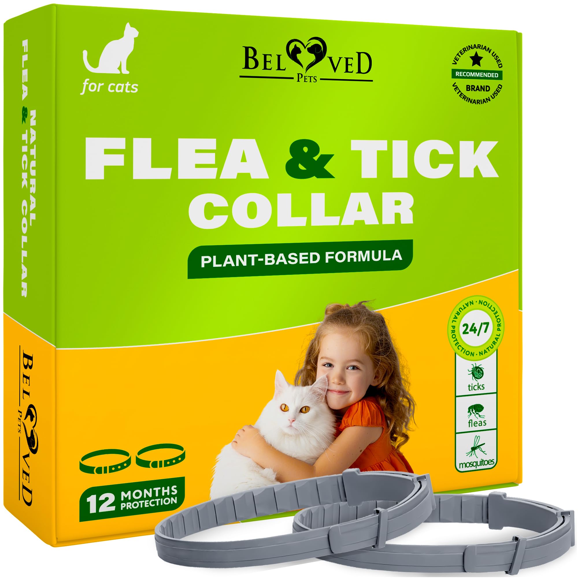 Image showcasing Mua Natural Flea & Tick Collar for Cats - 12 Months Control of Best ...