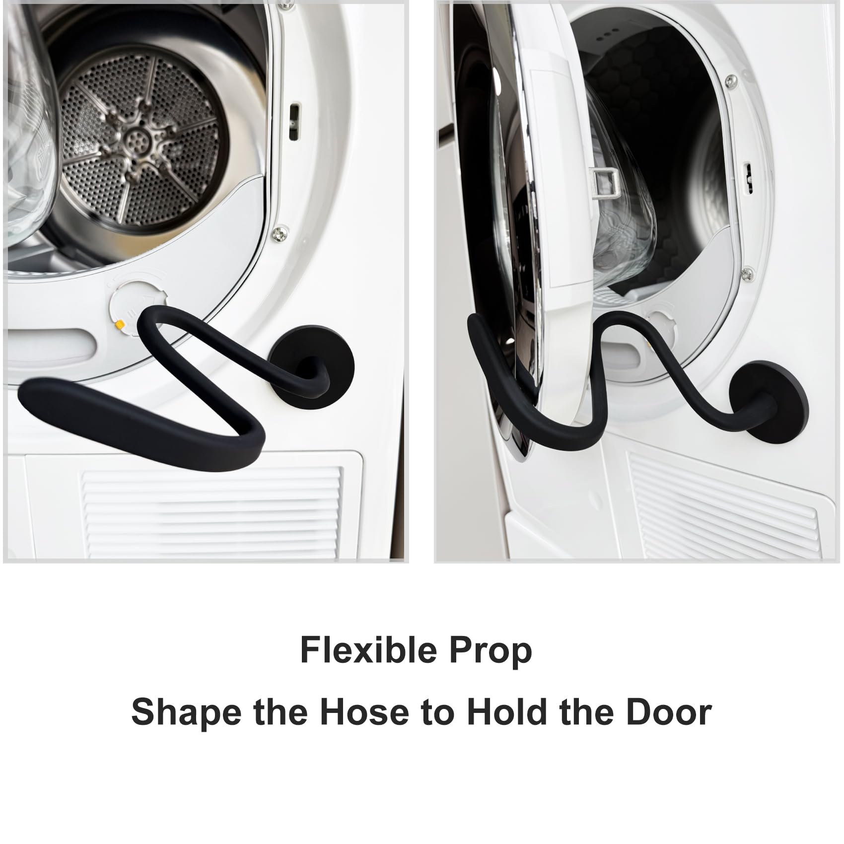 Front Load Washer Door Prop and Holder – Magnetic Door Stopper with Strong Magnet and Flexible Hose – Keep Washer Door Open for Ventilation – Easy to Use, Fits Most Front Load Washers - Black