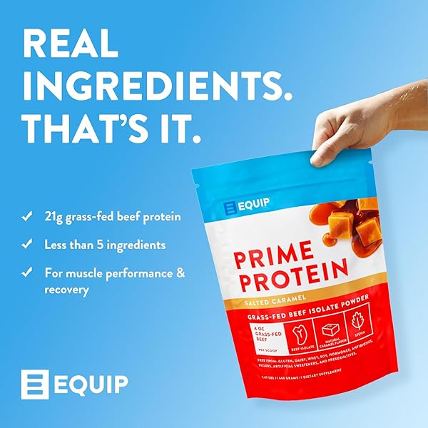 EQUIP FOODS PRIME PROTEIN POWDER | CLEAN, GRASS FED BEEF PROTEIN POWDER, CARNIVORE PROTEIN ISOLATE | PALEO, KETO FRIENDLY, GLUTEN & DAIRY FREE, HELPS BUILD & REPAIR TISSUE| 30 SERVINGS, SALTED CARAMEL
