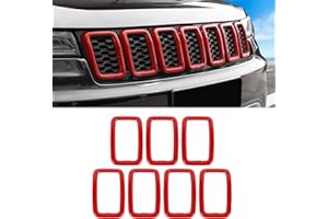 JeCar Grille Inserts ABS Grill Cover Trim Kit for 2017-2021 Jeep Grand Cherokee WK2, Red