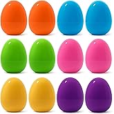 Celmuron 12 Pack Large Easter Eggs &ndash; 3.74'' Bright Plastic Fillable Eggs for Easter Egg Hunt, Party Favors, Surprise Gifts