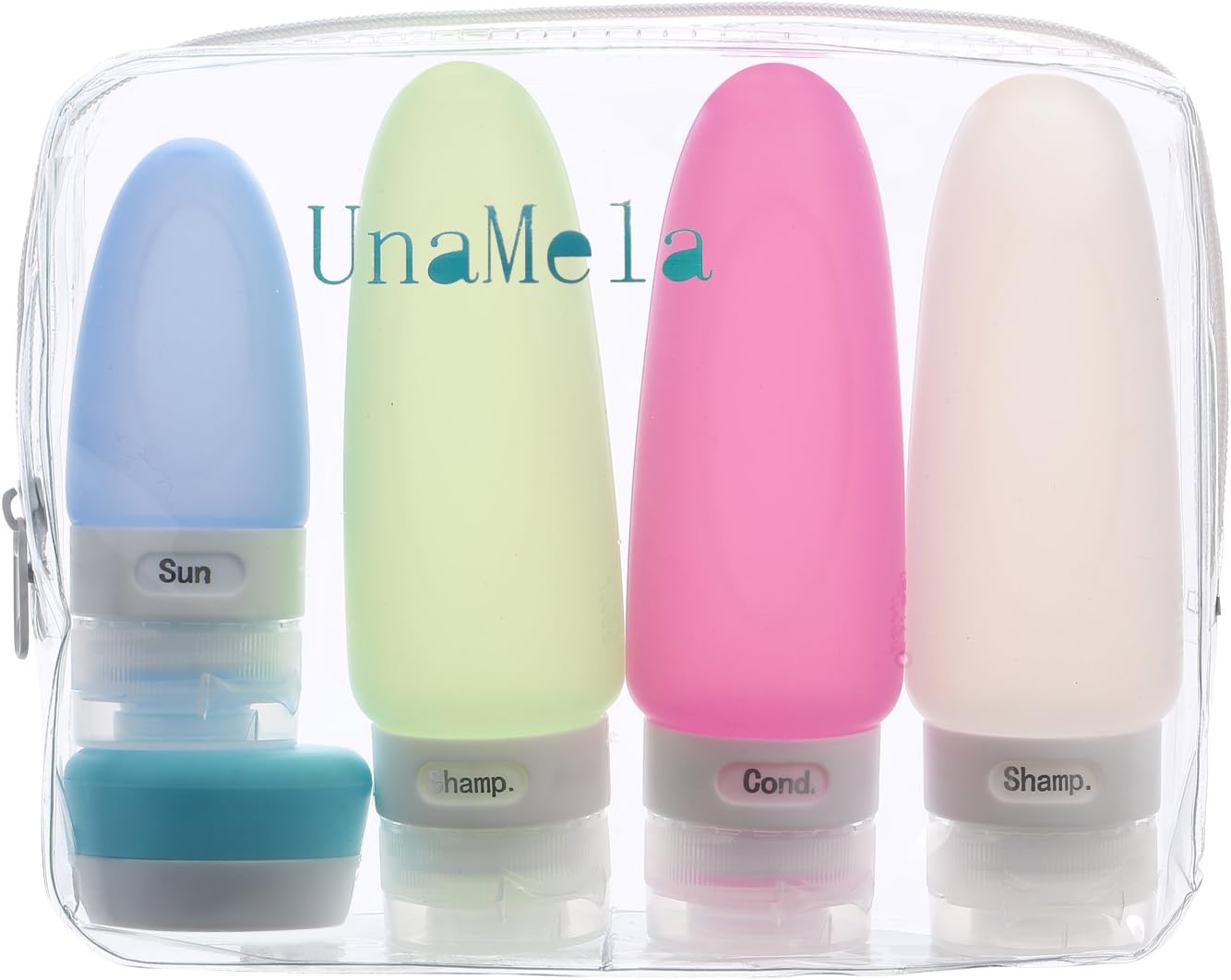Protable Leak Proof Silicone Travel Bottles,Squeezable Travel Toiletry Bottles,FDA,TSA Approved Travel Container with Labels and Clear Travel Bag for Shampoo,Lotion,Cosmetic,Conditioner(3oz+2oz+0.7oz)