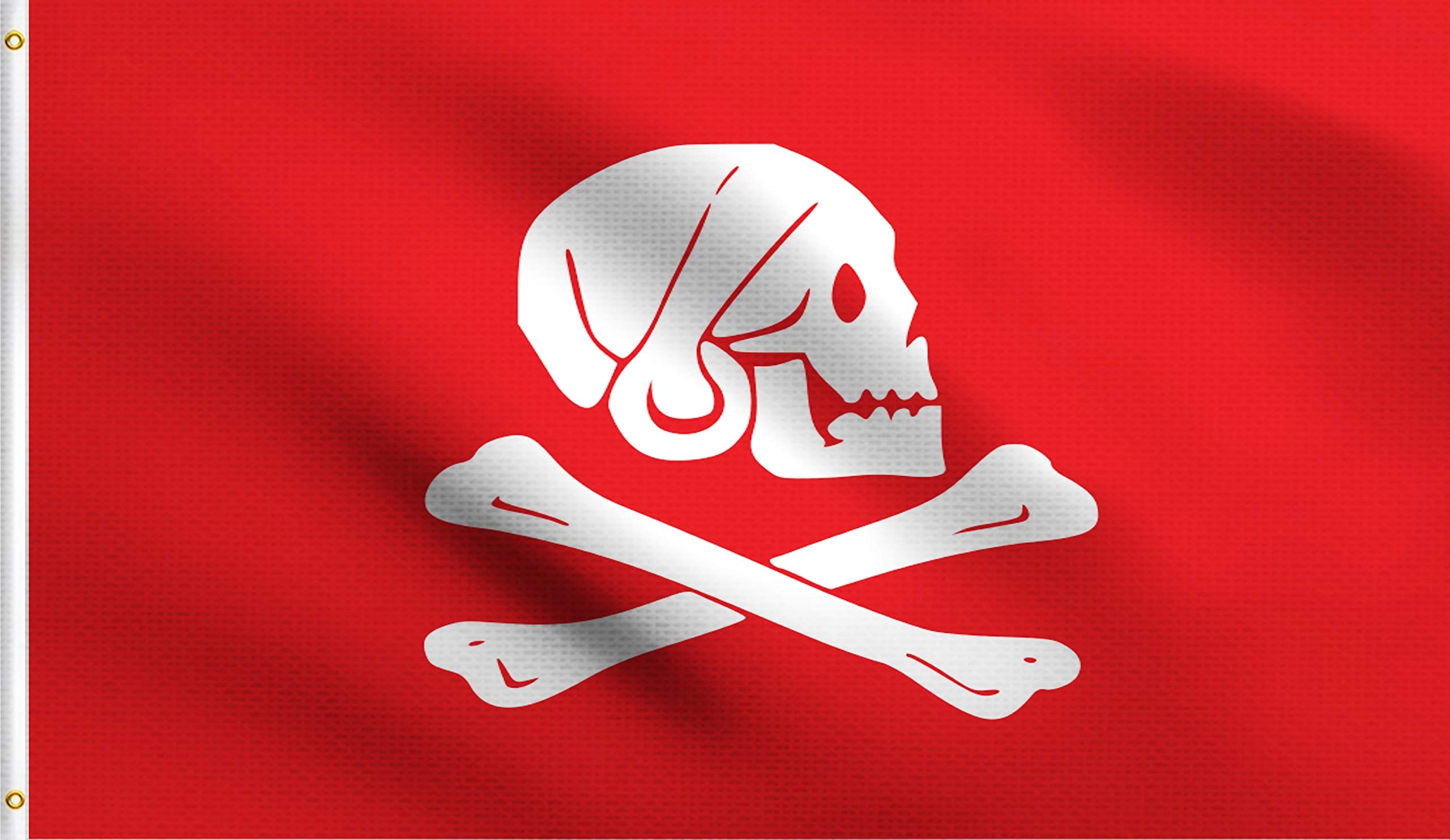 DMSE Henry Every Red Jolly Roger Skull CrossBones Death Pirate Flag 3X5 Ft Foot 100% Polyester 100D Flag UV Resistant (3'X5' Ft Foot)