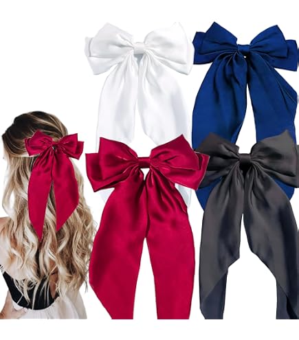 Amazon.com : Hair Bows for Women 8PCS Soft Satin Hair Bow 15  display picture 1