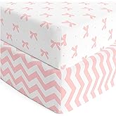 Baby Crib Sheets Girl 2 Pack | Jersey Cotton Fitted Crib Sheet Set and Toddler Bed Sheets | Pink Baby Girl Crib Sheets | Standard Crib and Toddler Bed Mattress Size 28 x 52 Inch