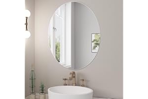 JUNEBRUSHS Oval Mirror, Fogless Shatterproof Oval Wall Mirror Acrylic Oval Bathroom Mirrors Unbreakable Frameless Wall-Mounte