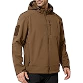 FREE SOLDIER Men's Lightweight Softshell Jacket Winter Fleece Lined Hooded Rain Waterproof Hiking Outdoor Jackets