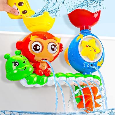 LULULIA Bath Toys for 1-5 Years Monkey Bath Toy with Suction Cup Cup Set