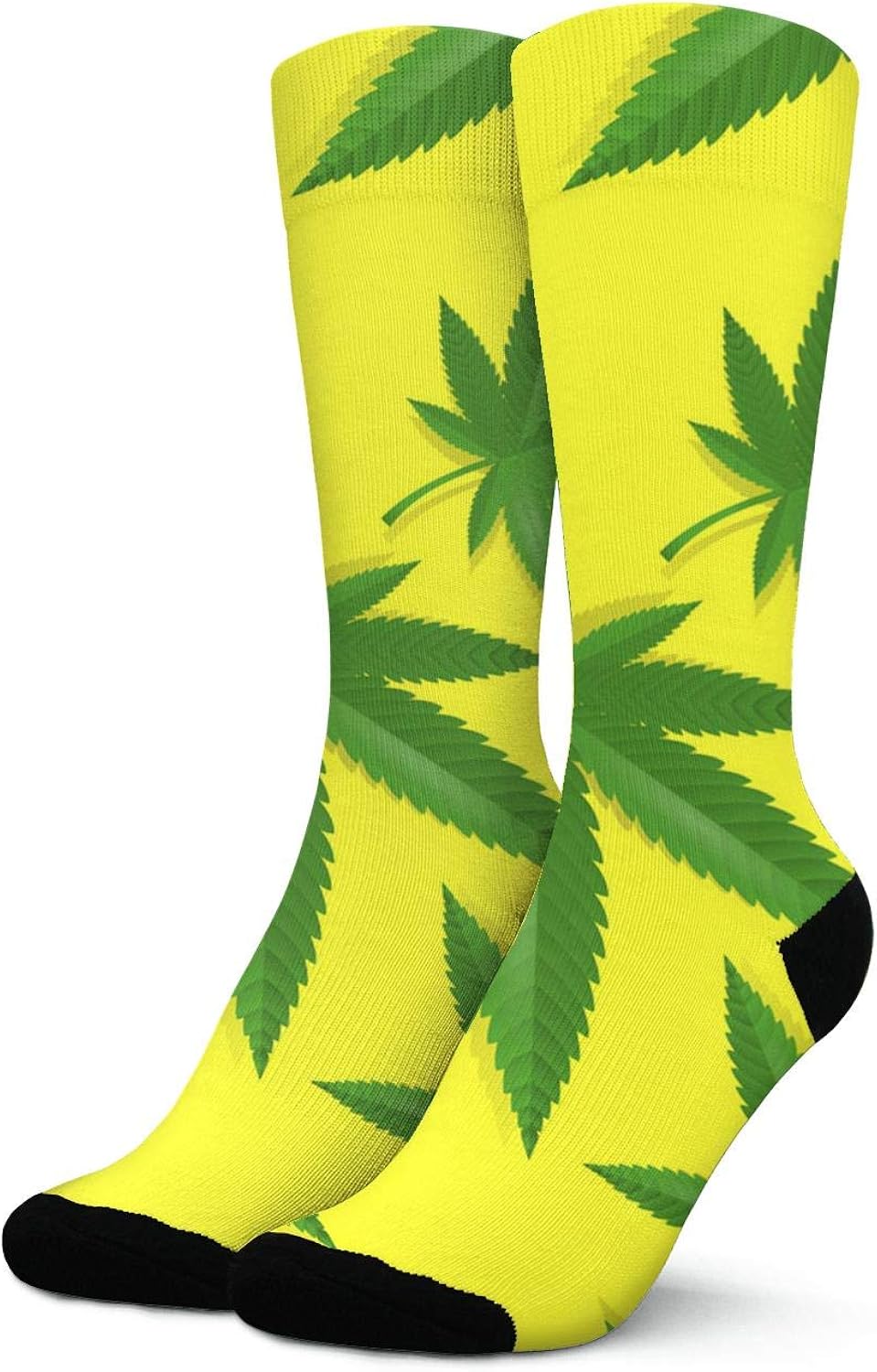 Womens Marijuana Cannabis Green Leaf Socks Moisture Wicking Non Skid