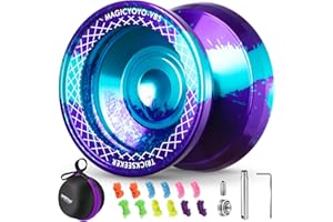 SHUNGRU Yoyo Professional Responsive Yoyo V8s - Dual Purpose YoYo for Kids Beginners, Pro Metal Yo-Yo for Adults with Unresponsive Yo yo Bearing + 12 Strings, Case Bag, Removal Tool (Purple Blue)