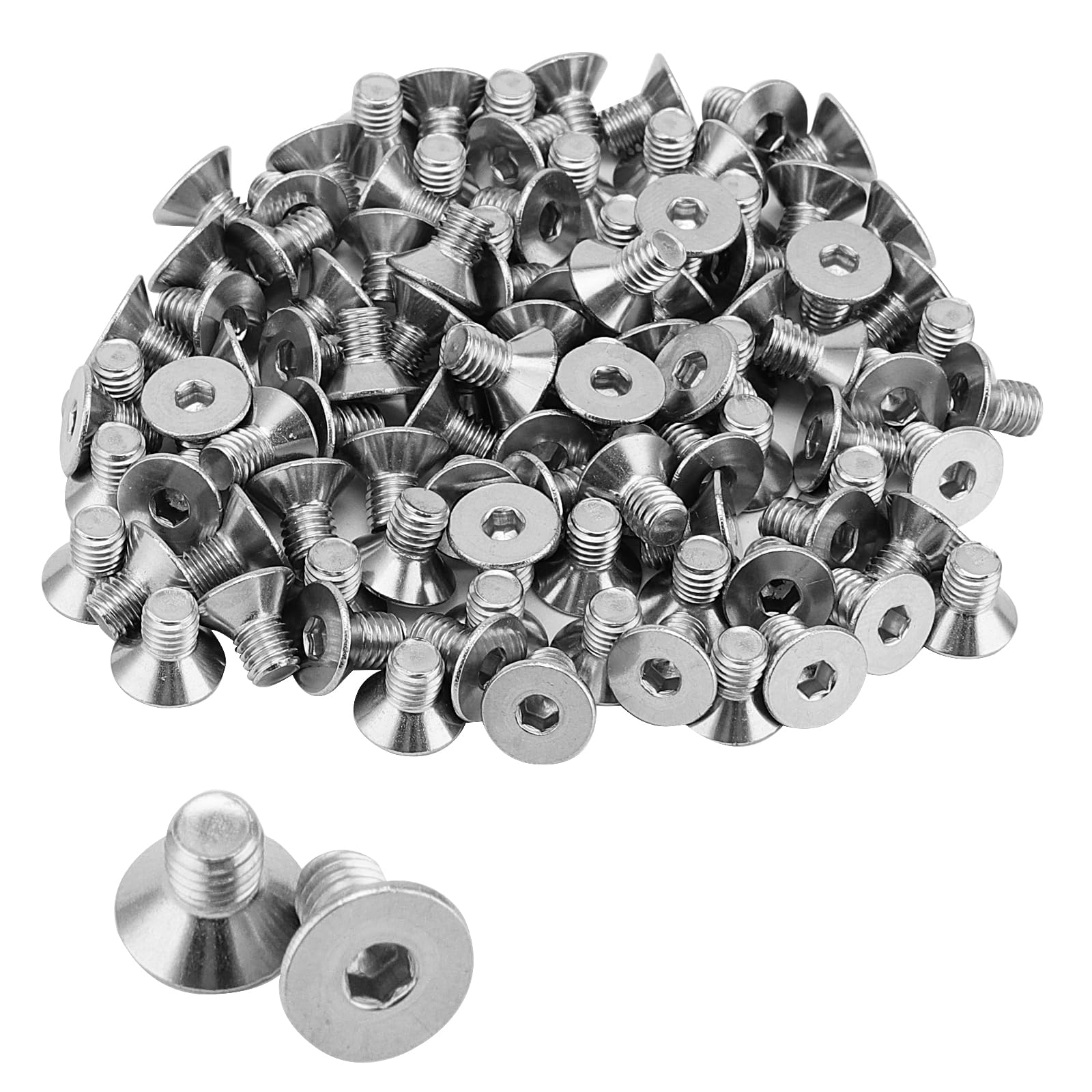 CHUIFAI M5 x 8 mm Stainless Steel Rounded Head Screws with Hexagon Socket and Flange, Pan Head Screws with Flat Head, Flat Head Screws Thread Screws Set of 100, Screw Fixings