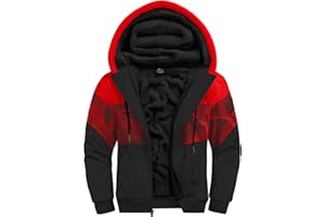 WENTTUO Flannel Hoodies for Men Heavyweight Fleece Sweatshirt Full Zip Up Thick Sherpa Lined Jacket