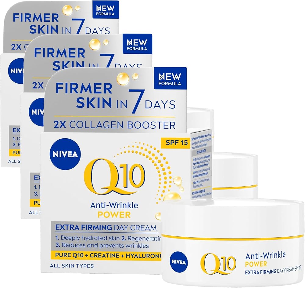 NIVEA Q10 Anti-Wrinkle Power SPF15 Day Cream 50ml Pack of 3