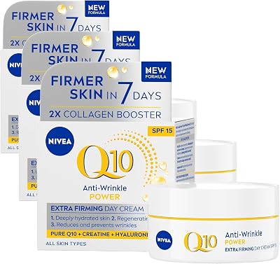 NIVEA Q10 Anti-Wrinkle Power SPF15 Day Cream 50ml Pack of 3