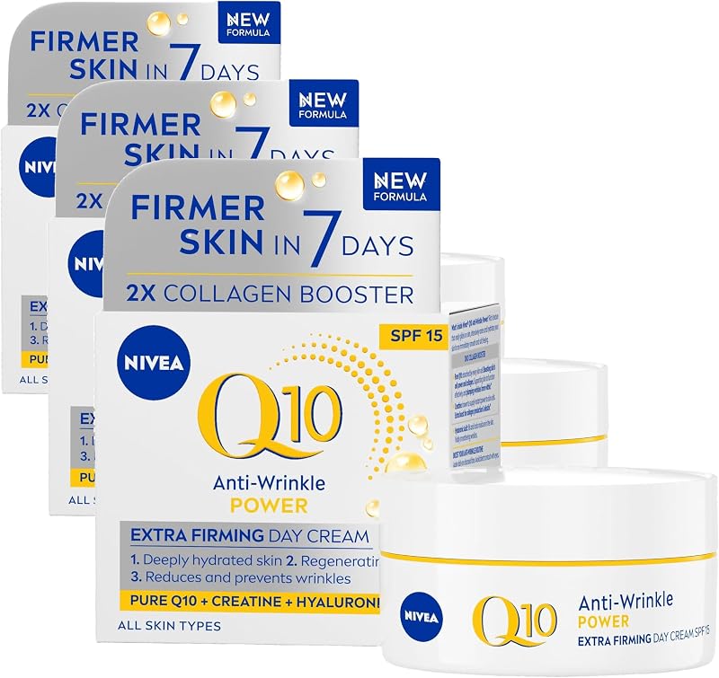 NIVEA Q10 Anti-Wrinkle Power SPF15 Day Cream 50ml Pack of 3