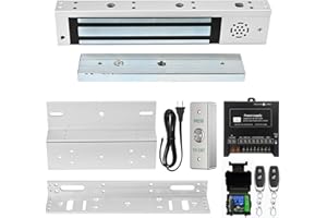 YUHANUS Door Access Control System Inswinging 600lbs Magnetic Lock Kit Build-in Alarm Beeper with ZL Bracket Remote Controller Exit Button