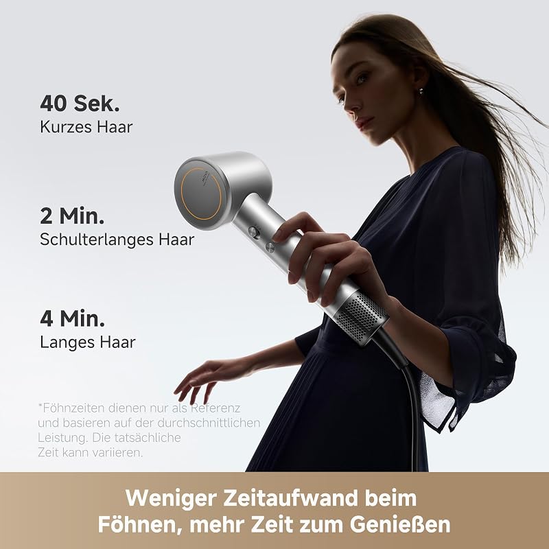 Shine 10 Haartrockner, schnelle Trock. m. Moisture Caring Tech, bürstenl. Motor m. 110.000 U/min, leise, Plasma-Ionen-Pflege, Konzentrator, NTC 1.000 t/s Wärmeregul., für zu Hause, Salon, Reisen