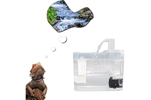 BINGEGEPET Reptile Water Bowl with Filtration System, Lizard Drinking Fountain, Bearded Dragon Tank Accessories, Reptile Habitat Waterfall for Bearded Dragon, Leopard Gecko, Chameleon, Snake
