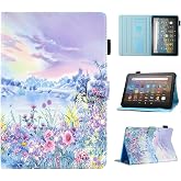 Case for Kindle Fire HD 10 &amp; Fire HD 10 Plus 13th/11th Generation 2023 2021 | Synthetic Leather Flip Folio Stand Cover with Auto Wake/Sleep for Kindle Fire HD 10 &amp; Fire HD 10 Plus, Purple Scenery