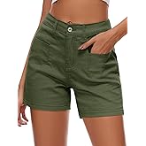Rasutina Women Stretchy Jean Shorts High Waisted Denim Shorts for Women Chino Cargo Shorts Women's Summer Jorts
