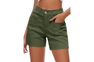 Rasutina Women High Waist Jean Shorts Stretchy Denim Shorts for Women Chino Cargo Shorts Women's Summer Shorts