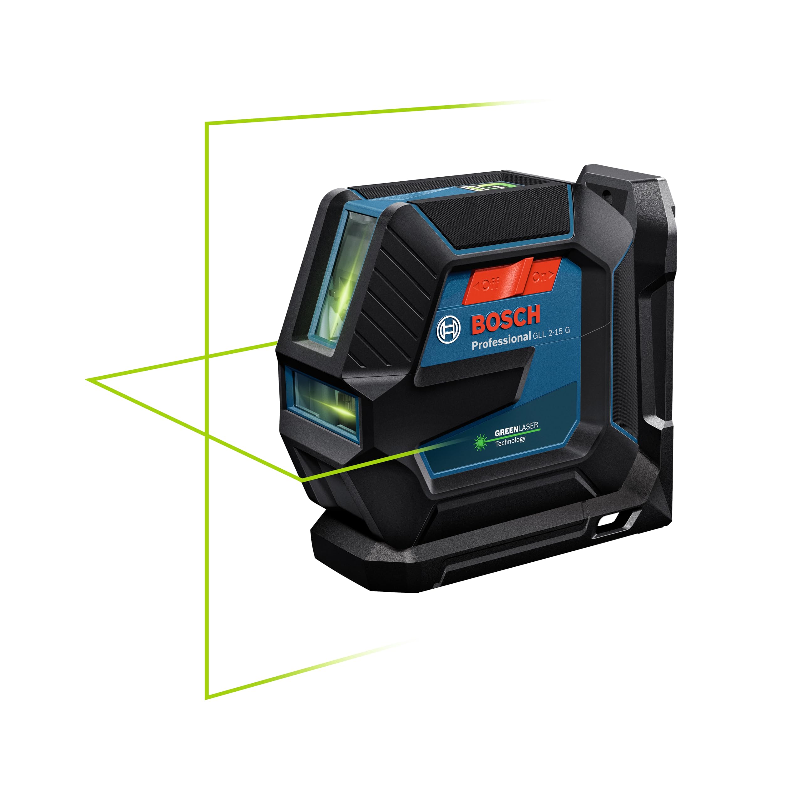 Bosch Professional Laser Level GLL 2-15 G (green laser, interior, LB 10 mount, visible working range: up to 15m, 4x AA battery, in cardboard box)