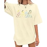 Magical Shirt for Women Embroidered Princess Shirts Oversized Family Vacation T-Shirt Casual Holiday Tops