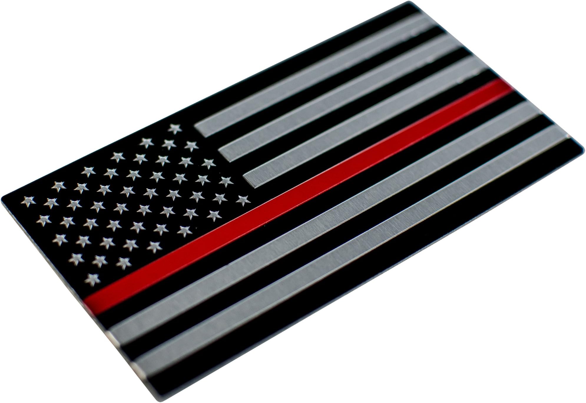 Aluminum Thin Red Line Sticker Decal | In Support of Firefighter, Fireman, First Responder, and EMT