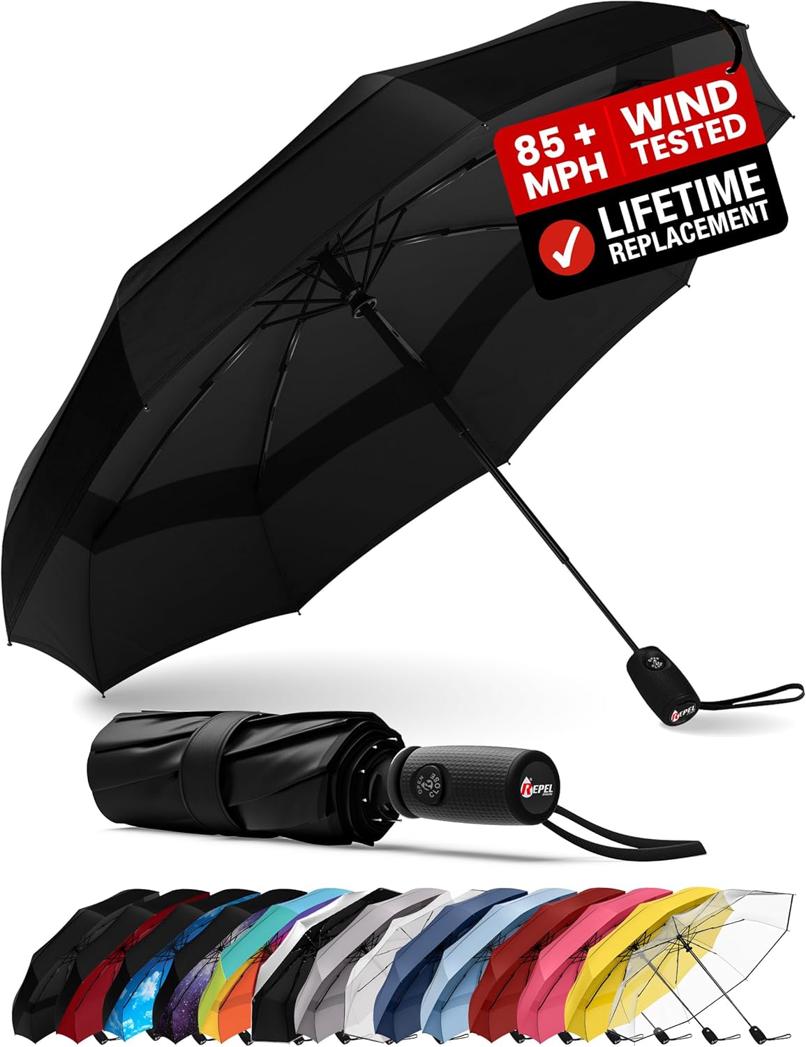 Repel Windproof Travel Umbrella - Auto Open Close